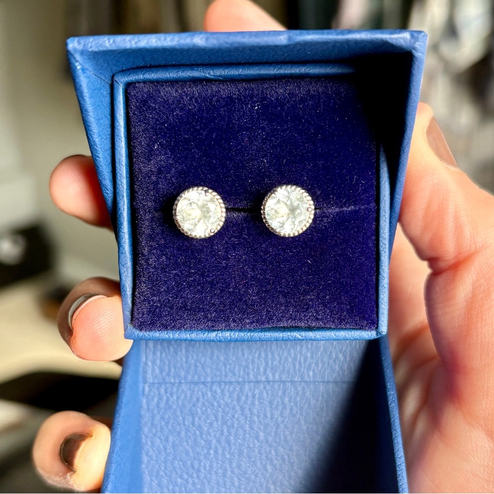 Blue Nile White Topaz Rope Stud Earrings In Sterling Silver (7mm).